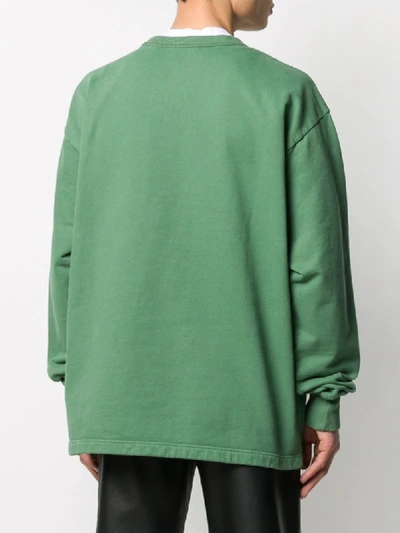 Shop Acne Studios Reverse Logo Crewneck Sweatshirt In Green