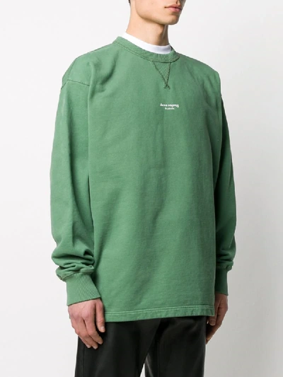 Shop Acne Studios Reverse Logo Crewneck Sweatshirt In Green