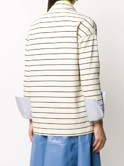 Shop Jejia Contrasting Cuff Striped Blazer In White