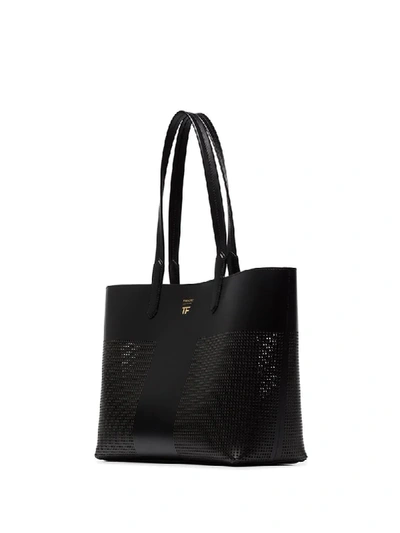 Shop Tom Ford Perforated Leather Tote In Black