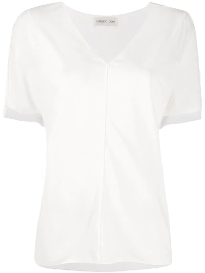 Shop Lamberto Losani V-neck Boxy T-shirt In White