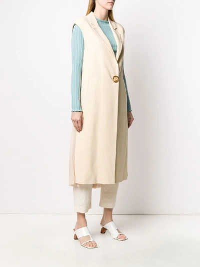 Shop Erika Cavallini Sleeveless Single Breasted Coat In Neutrals