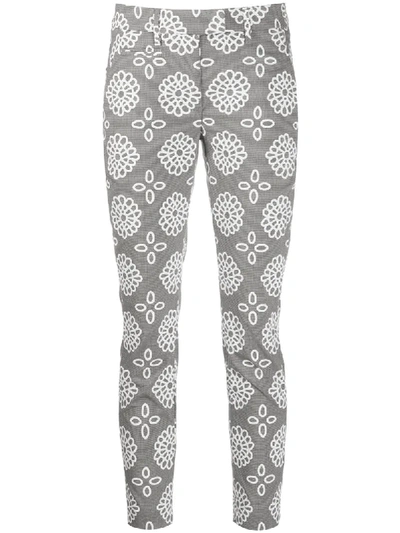 Shop Dondup Perfect Printed Slim Trousers In White