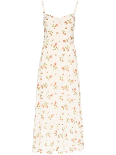 Shop Reformation Emersyn Floral-print Slip Dress In White