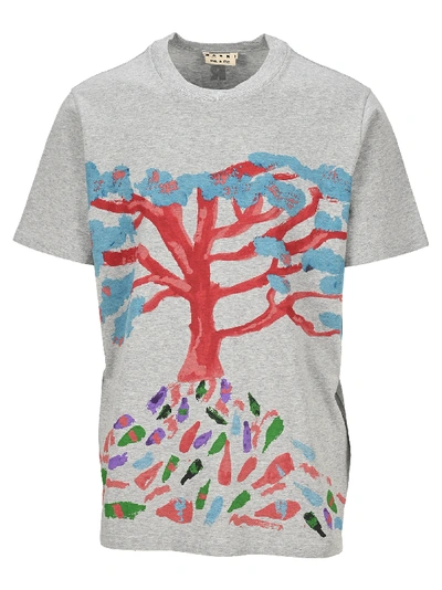 Shop Marni Tree Print T-shirt In Grey