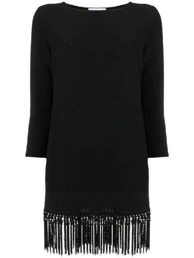 Shop Fabiana Filippi Tassel Hem Long Sleeve Top In Black