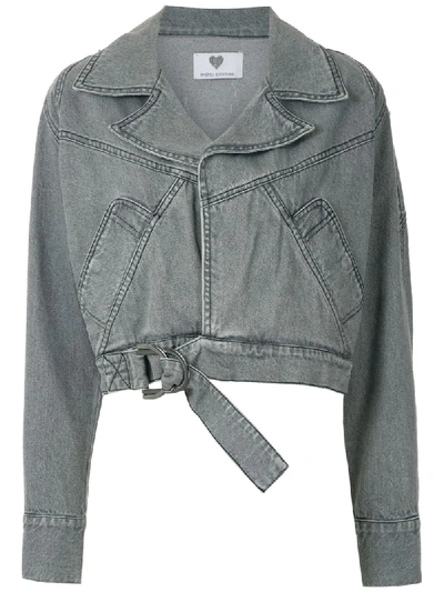 Shop Andrea Bogosian Run Cropped Denim Jacket In Grey