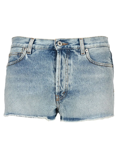 Shop Heron Preston Short Denim Pants In Light Blue