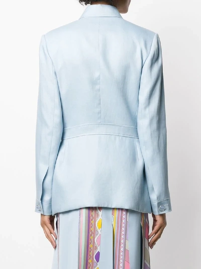 Shop Emilio Pucci Fitted Shirt Jacket In Blue