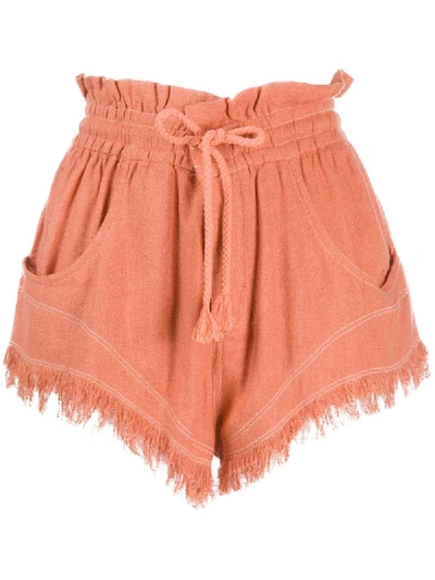 Shop Isabel Marant Drawstring Raw-hem Shorts In Orange