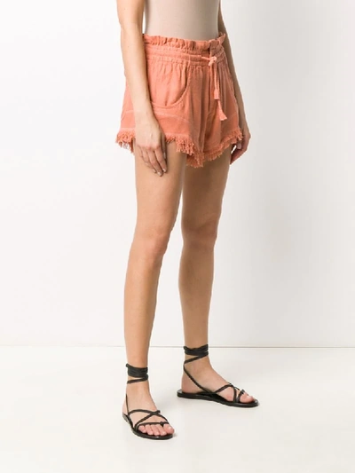 Shop Isabel Marant Drawstring Raw-hem Shorts In Orange
