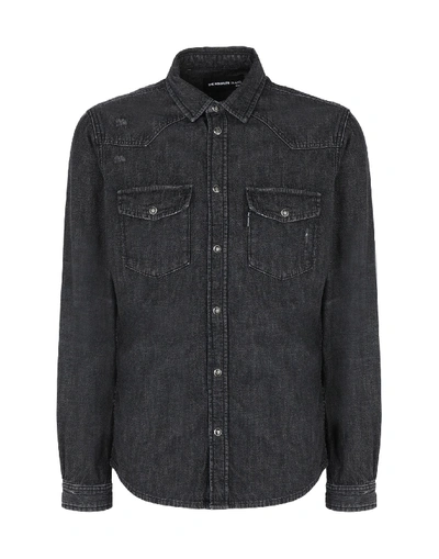 Shop The Kooples Denim Shirts In Black