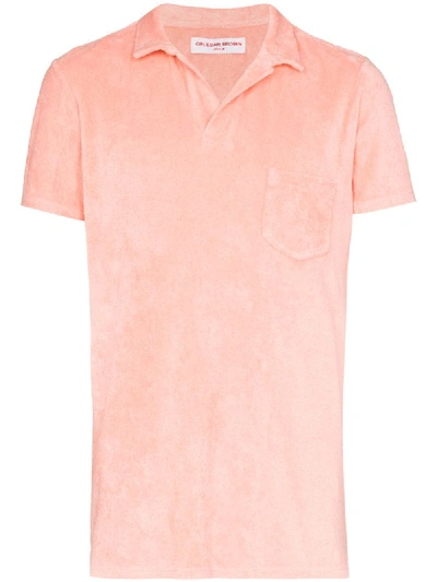 Shop Orlebar Brown Terry Towel Polo Shirt In Pink