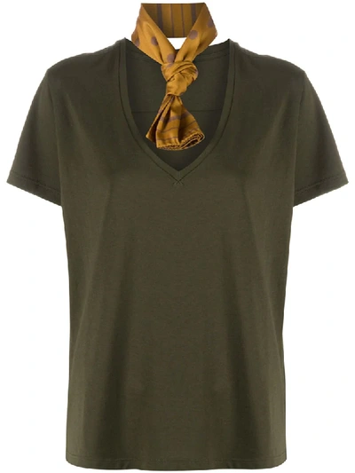 Shop Jejia Neck Scarf T-shirt In Green