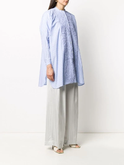 Shop Jejia Textured Panel Oversize Shirt In Blue