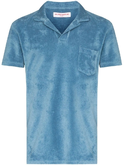 Shop Orlebar Brown Terry Towel Polo Shirt In Blue