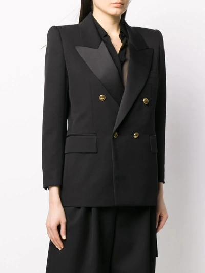 Shop Saint Laurent Structured Shoulders Double-breasted Blazer In Black