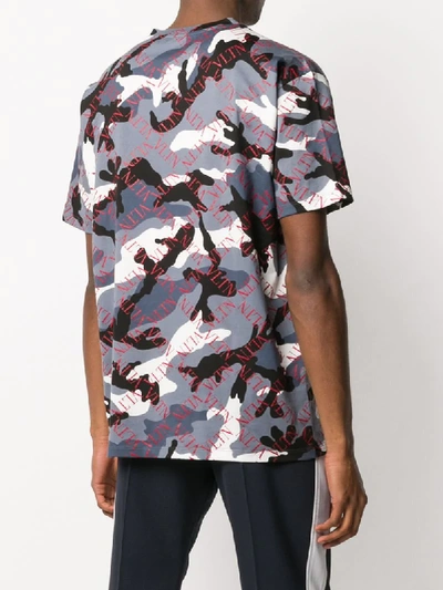 Shop Valentino Vltn Camouflage Print T-shirt In Grey