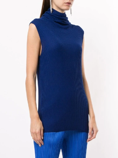 Shop Yohji Yamamoto Sleeveless Knitted Top In Blue