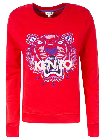 Shop Kenzo Tiger Front Logo Sweatshirt In Red