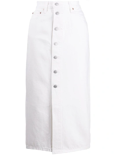 Shop Levi's Button-front Denim Skirt In White