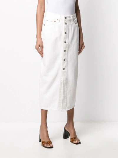 Shop Levi's Button-front Denim Skirt In White