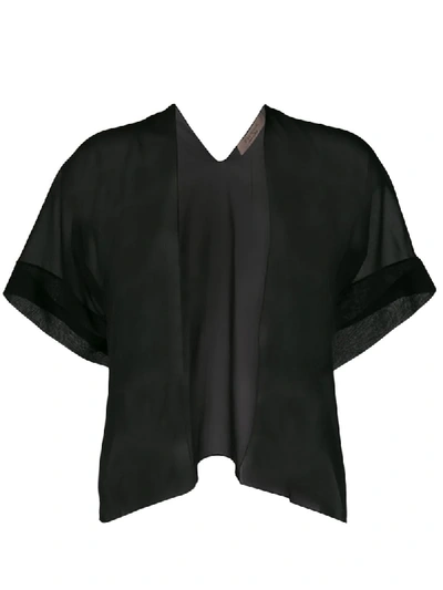 Shop D-exterior Layered Sheer Blouse In Black