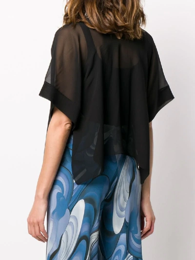 Shop D-exterior Layered Sheer Blouse In Black