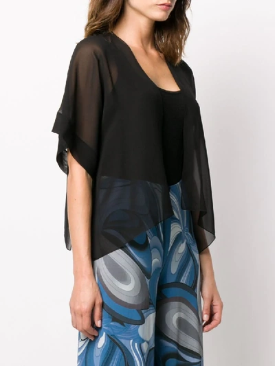Shop D-exterior Layered Sheer Blouse In Black