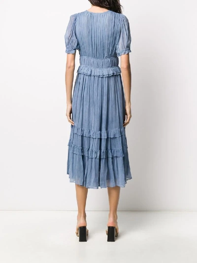 Shop Ulla Johnson Elodie Crinkled Midi Dress In Blue