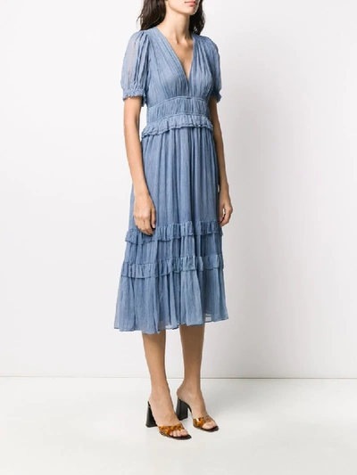 Shop Ulla Johnson Elodie Crinkled Midi Dress In Blue