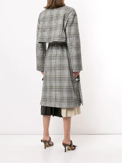 Shop Eudon Choi Lois Checked Trench Coat In Multicolour