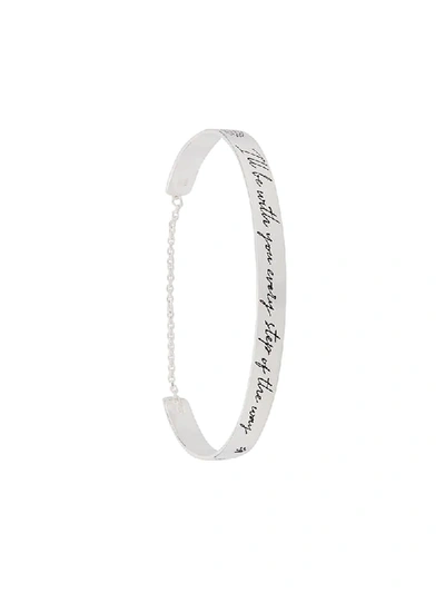 Shop Tod's Slogan Engraved Bracelet In Silver