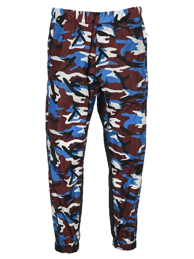 Shop Prada Camouflage Track Pants In Camo Bordo