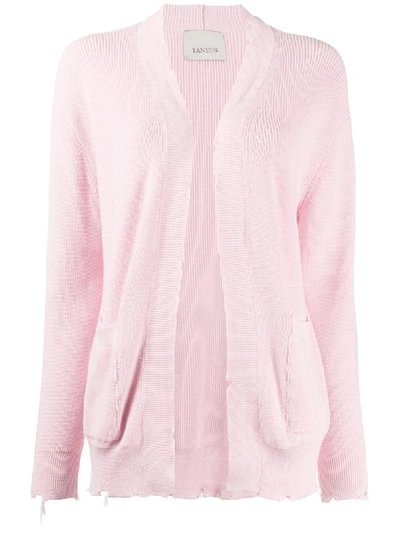 Shop Laneus Distressed Open-front Cardigan In Pink