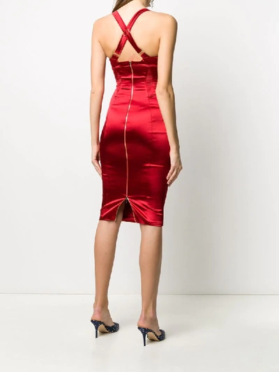 Shop Murmur Satin Fitted Dress In Red