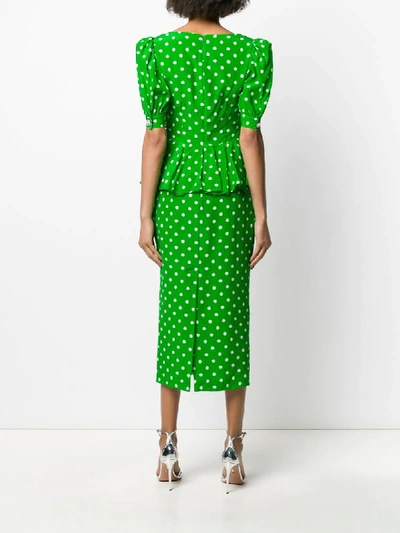 Shop Alessandra Rich Polka Dot Midi Dress In Green