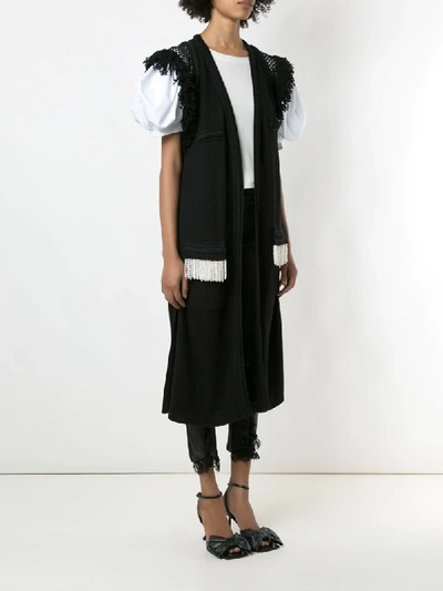 Shop Andrea Bogosian Rosalia Knitted Long Vest In Black