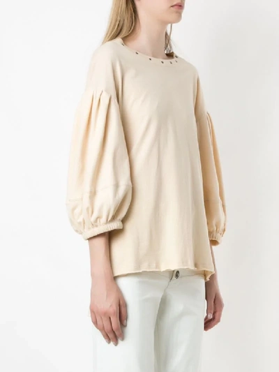 Shop Andrea Bogosian Romã Puff Sleeve Blouse In Neutrals