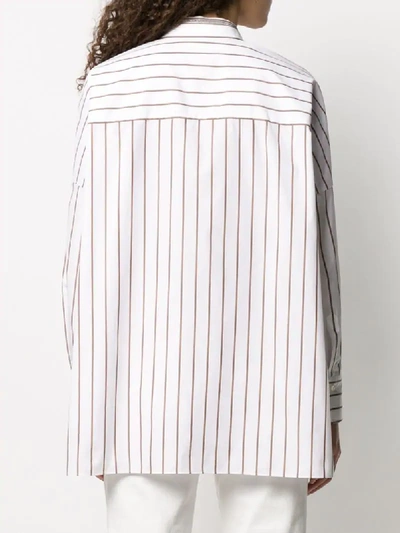Shop Brunello Cucinelli Striped Boxy-fit Shirt In White