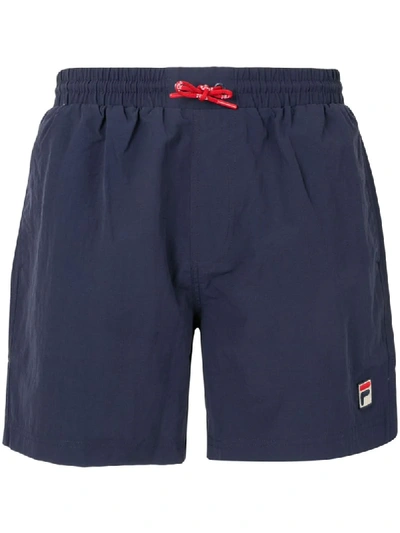 Shop Fila Badeshorts Mit Logo-patch In Blue