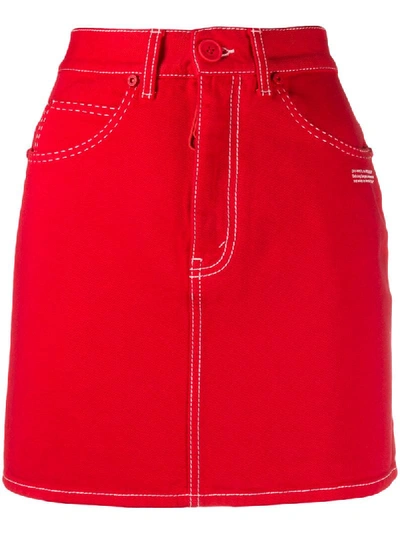 Shop Off-white Denim Miniskirt In Red