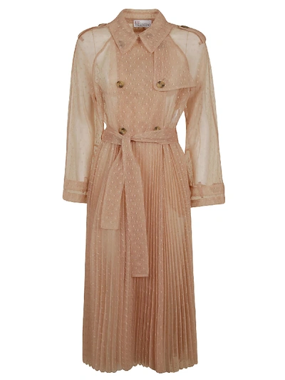 Shop Red Valentino Lace Pleated Trench In Nudo