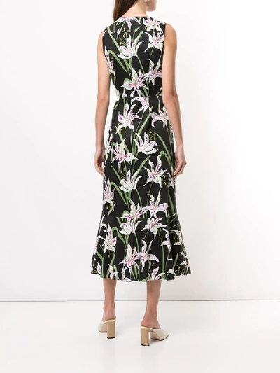 Shop Borgo De Nor Meta Floral-print Midi Dress In Black