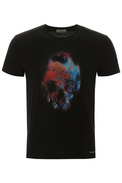 Shop Alexander Mcqueen Sprayed Skull T-shirt In Black/mix