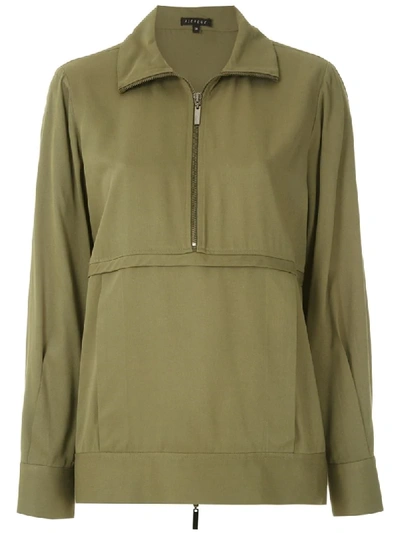 Shop Alcaçuz Zip-detail Sweatshirt In Green