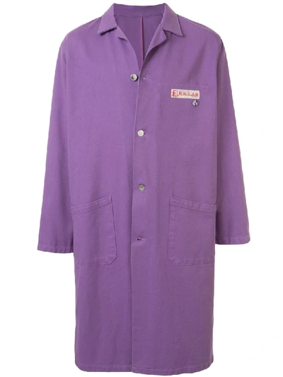 Shop Raf Simons Logo Patch Lab Coat In Purple