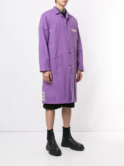 Shop Raf Simons Logo Patch Lab Coat In Purple