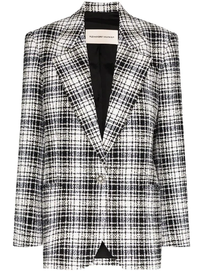 Shop Alexandre Vauthier Checked Crystal Button Blazer In Black