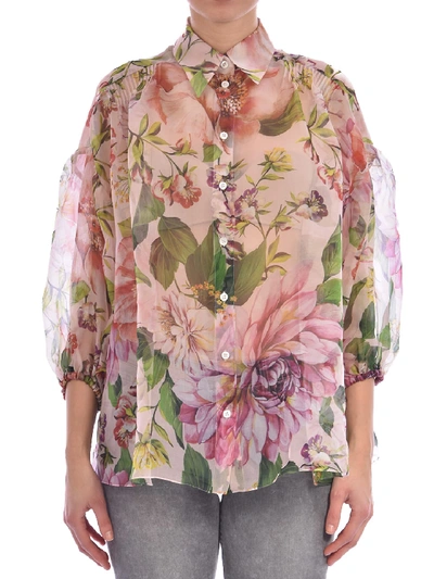 Shop Dolce & Gabbana Shirt In Fiori Fondo Rosa